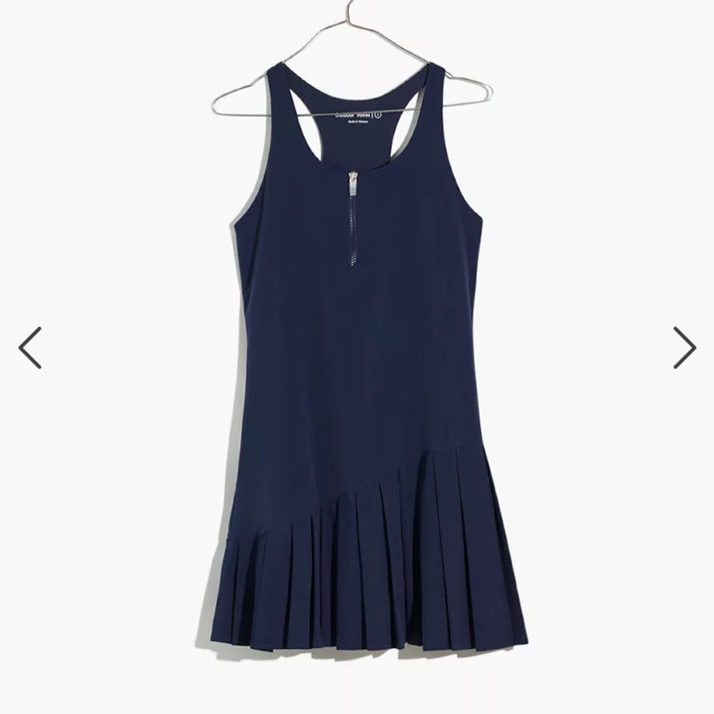 Outdoor Voices Navy Zip-Front Pleated tennis dress